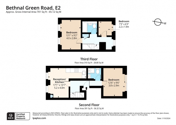 Floor Plan Image for 2 Bedroom Flat to Rent in Bethnal Green Road, London