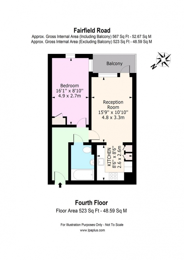 Floor Plan Image for 1 Bedroom Flat to Rent in Minton Court, Fairfield Road, London