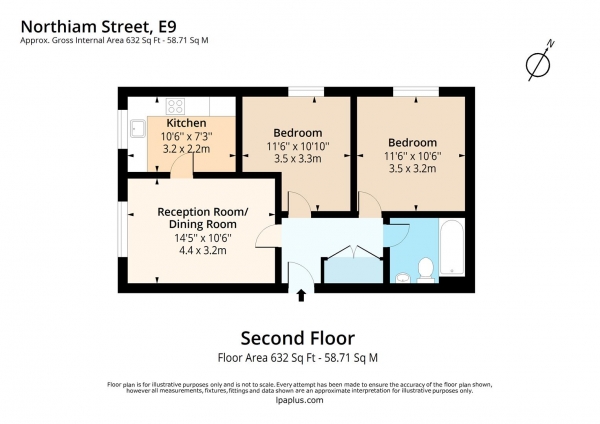 Floor Plan Image for 2 Bedroom Flat to Rent in Northiam Street, London