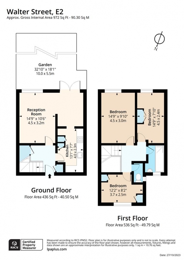 Floor Plan Image for 3 Bedroom Maisonette to Rent in Walter Street, London