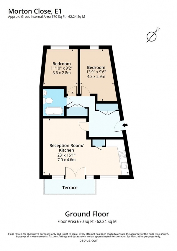 Floor Plan Image for 2 Bedroom Flat to Rent in Morton Close, London