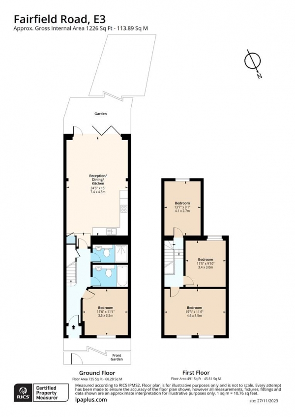 Floor Plan Image for 4 Bedroom Terraced House to Rent in Fairfield Road, London