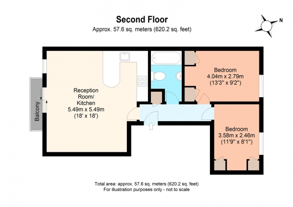 Floor Plan Image for 2 Bedroom Flat to Rent in Selby Street, London