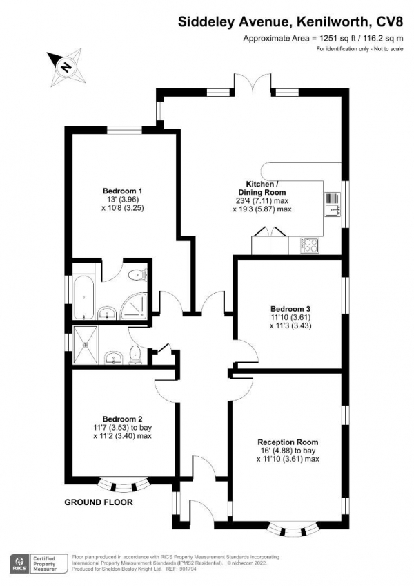 Floor Plan Image for 3 Bedroom Bungalow for Sale in Siddeley Avenue, Kenilworth