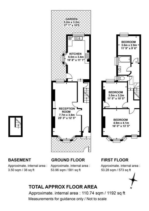 Floor Plan for 3 Bedroom Terraced House for Sale in Gairloch Road, Camberwell, SE5, SE5, 8NG -  &pound960,000