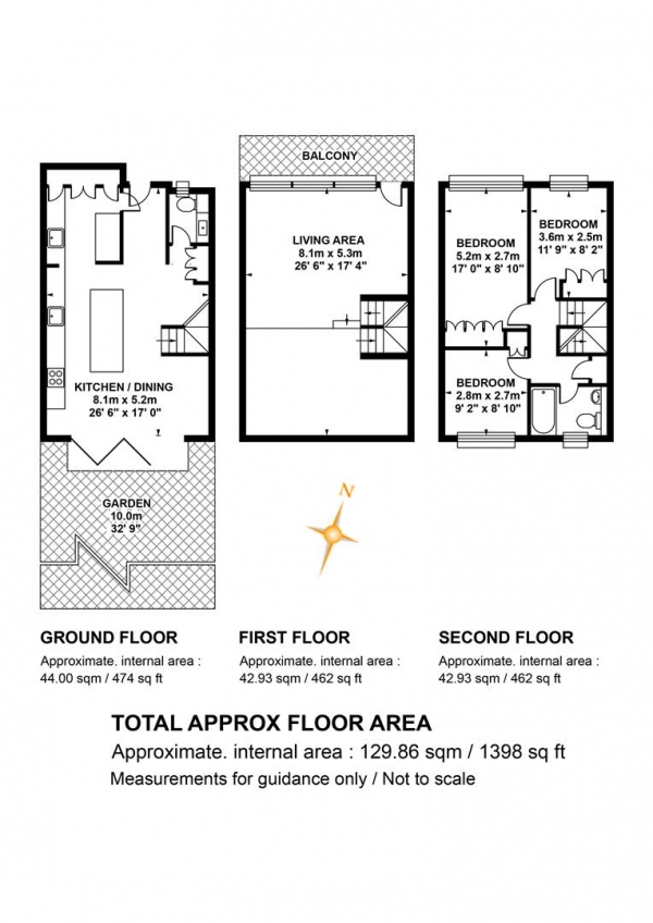 Floor Plan Image for 3 Bedroom Terraced House for Sale in Champion Hill, Camberwell, SE5