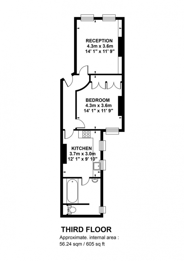 Floor Plan Image for 1 Bedroom Flat for Sale in Lomond Grove, Camberwell, SE5
