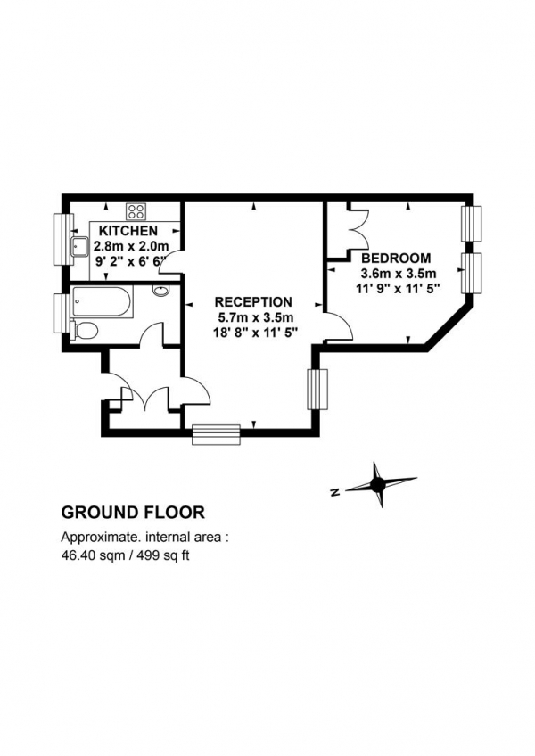 Floor Plan Image for 1 Bedroom Flat for Sale in Camberwell New Road, Camberwell, SE5