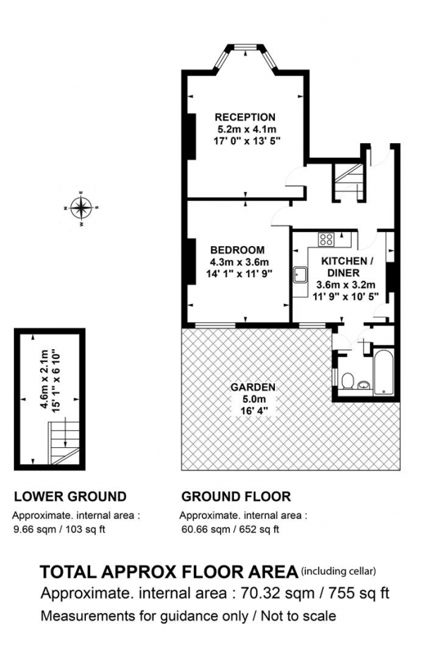 Floor Plan Image for 1 Bedroom Flat for Sale in Bushey Hill Road, Camberwell, SE5