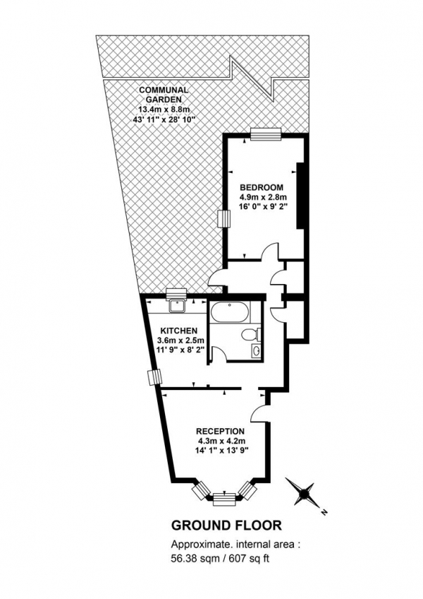 Floor Plan Image for 1 Bedroom Flat for Sale in Linden Grove, Nunhead, SE15