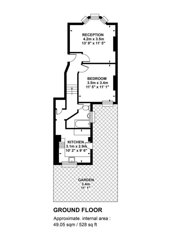 Floor Plan Image for 1 Bedroom Flat for Sale in Shenley Road, Camberwell, SE5