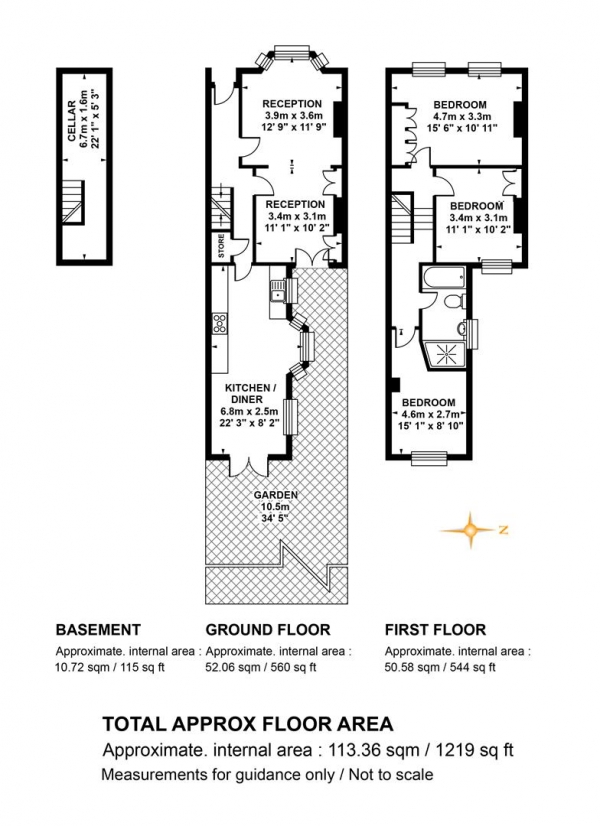 Floor Plan Image for 3 Bedroom Terraced House for Sale in Lanvanor Road, Peckham, SE15