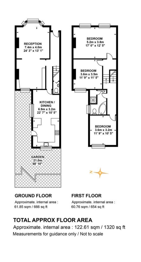 Floor Plan Image for 3 Bedroom Terraced House for Sale in Denman Road, Peckham, SE15