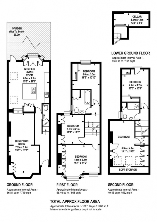 Floor Plan Image for 5 Bedroom Terraced House for Sale in Oglander Road, Peckham, SE15