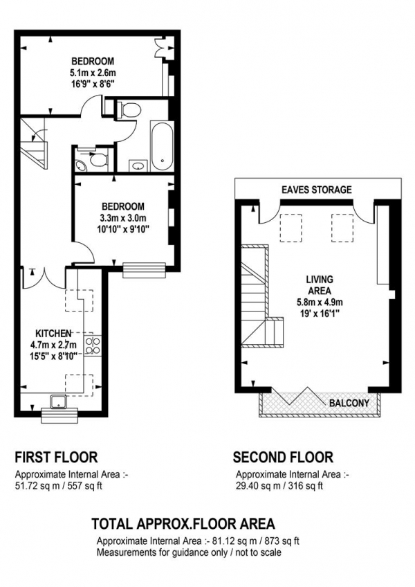 Floor Plan Image for 2 Bedroom Flat for Sale in Denman Road, Peckham, SE15