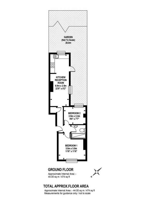 Floor Plan for 2 Bedroom Flat for Sale in Mina Road, Walworth, SE17, SE17, 2QS - Guide Price &pound450,000