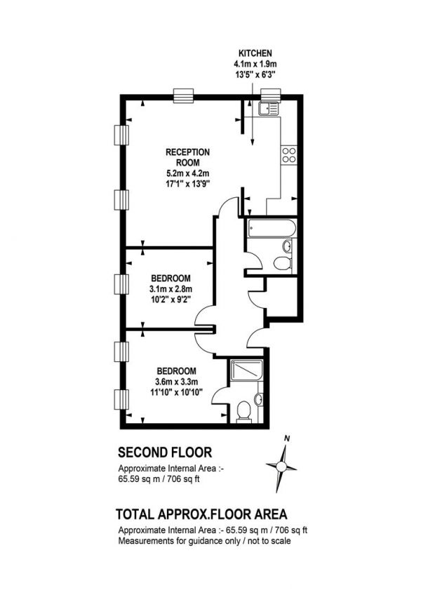 Floor Plan for 2 Bedroom Flat for Sale in Vestry Mews, London, SE5, 8NS - Guide Price &pound475,000