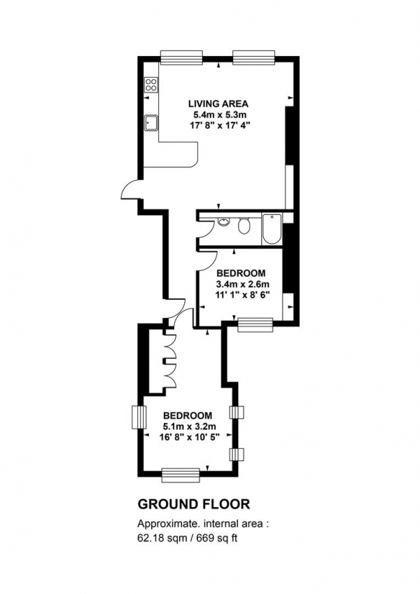 Floor Plan Image for 2 Bedroom Flat for Sale in Camberwell Grove, Camberwell, SE5