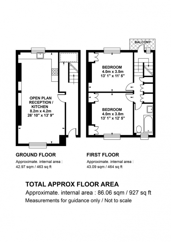 Floor Plan Image for 2 Bedroom Apartment for Sale in Lausanne Road, Nunhead, SE15