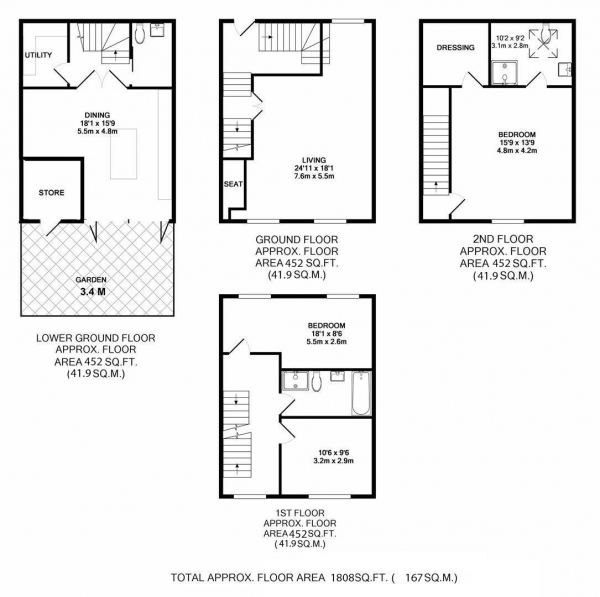 Floor Plan Image for 3 Bedroom Terraced House for Sale in Moonlight Drive, Langton Rise, SE23