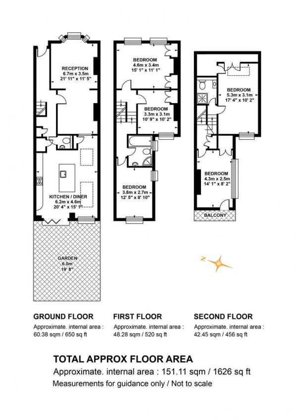 Floor Plan for 5 Bedroom Terraced House for Sale in Pennethorne Road, Peckham, SE15, SE15, 5TQ -  &pound1,150,000