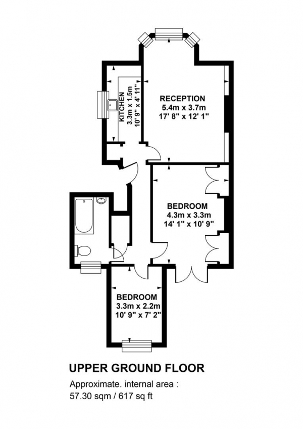 Floor Plan Image for 2 Bedroom Flat for Sale in Dagmar Road, Camberwell, SE5