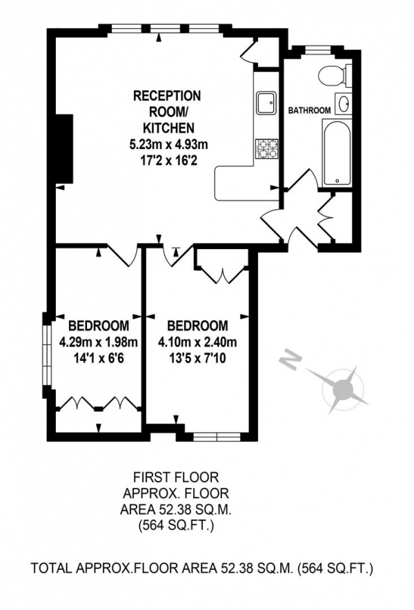 Floor Plan for 2 Bedroom Flat for Sale in Camberwell Grove, Camberwell, SE5, SE5, 8RE - Guide Price &pound550,000