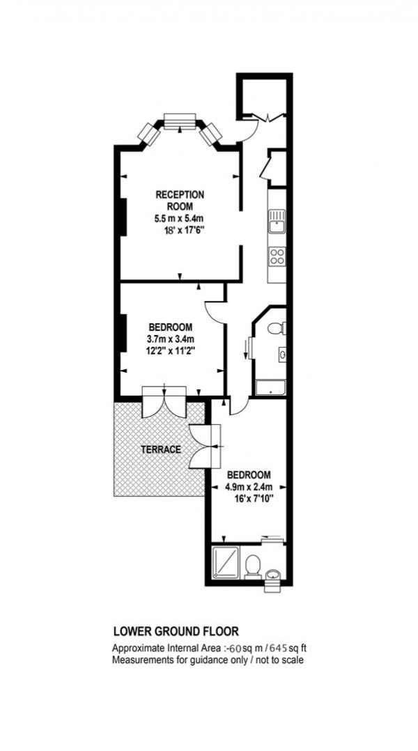 Floor Plan Image for 2 Bedroom Flat for Sale in Dagmar Road, Camberwell, SE5