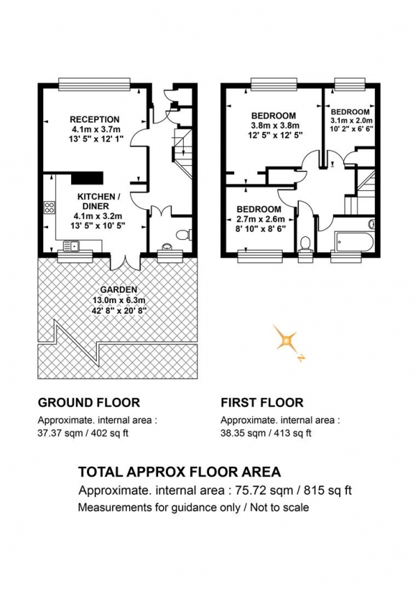 Floor Plan for 3 Bedroom Terraced House for Sale in Grizedale Terrace, Forest Hill, SE23, SE23, 3XF -  &pound650,000