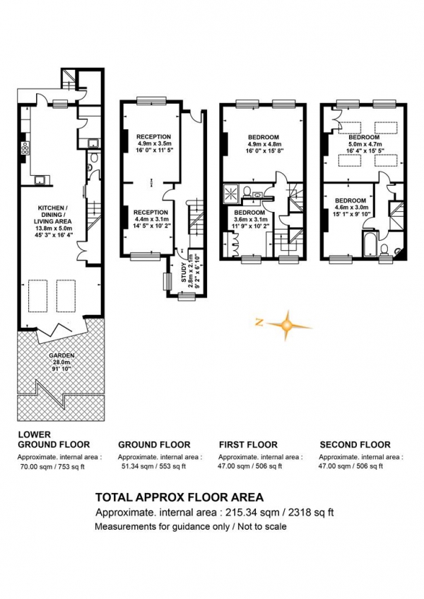 Floor Plan Image for 4 Bedroom Terraced House for Sale in Talfourd Road, Peckham, SE15