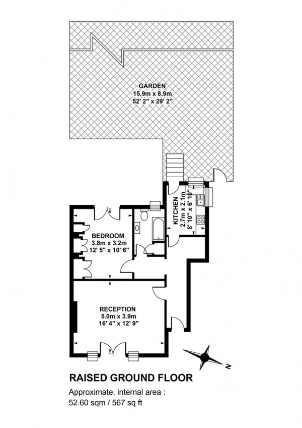 Floor Plan Image for 1 Bedroom Flat for Sale in Lausanne Road, Nunhead, SE15