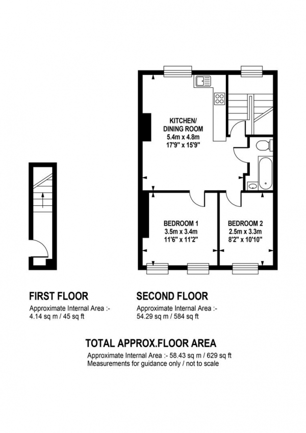 Floor Plan Image for 2 Bedroom Flat for Sale in Lilford Road, Camberwell, SE5