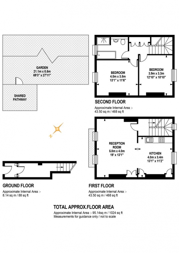 Floor Plan Image for 2 Bedroom Flat for Sale in Camberwell New Road, Camberwell, SE5