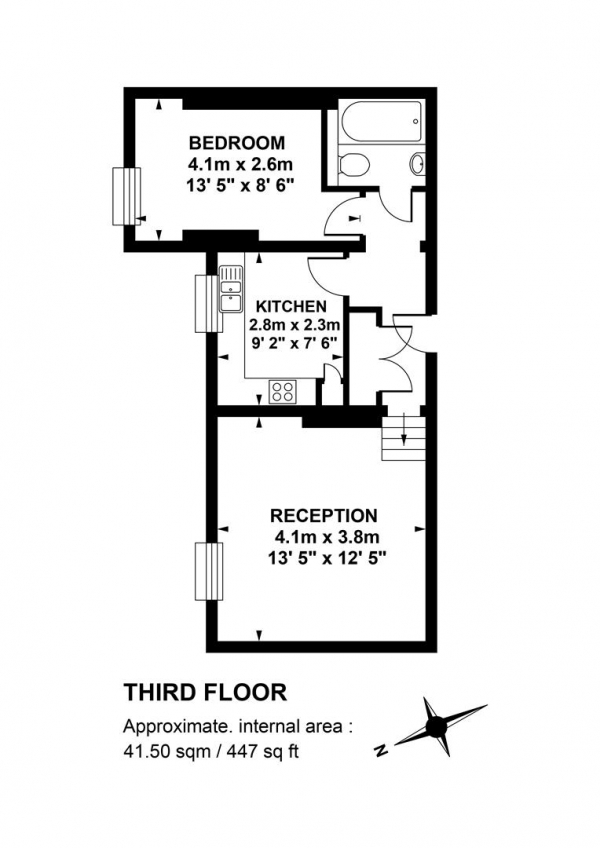 Floor Plan Image for 1 Bedroom Flat for Sale in Camberwell Grove, Camberwell, SE5