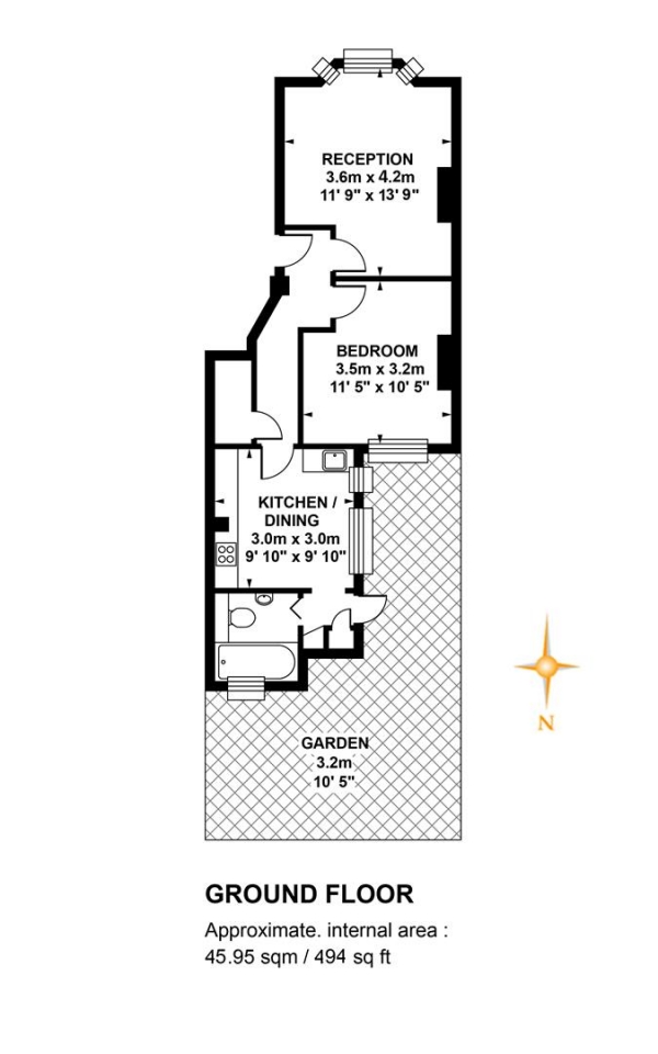 Floor Plan Image for 1 Bedroom Flat for Sale in Linnell Road, London