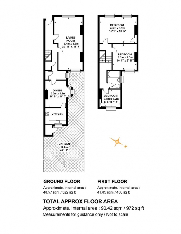 Floor Plan Image for 3 Bedroom Terraced House for Sale in Howbury Road, Nunhead, SE15