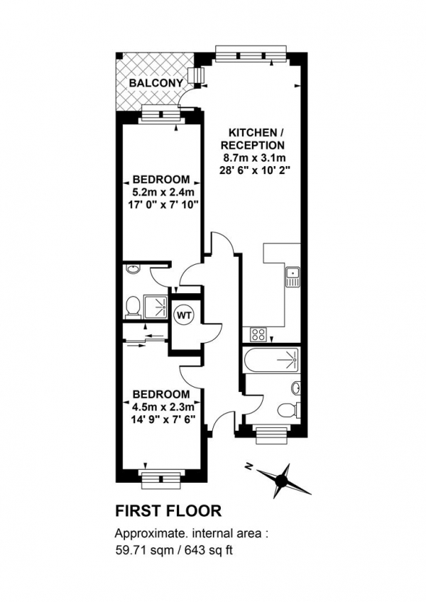 Floor Plan Image for 2 Bedroom Apartment for Sale in Gordon Road, Peckham, SE15