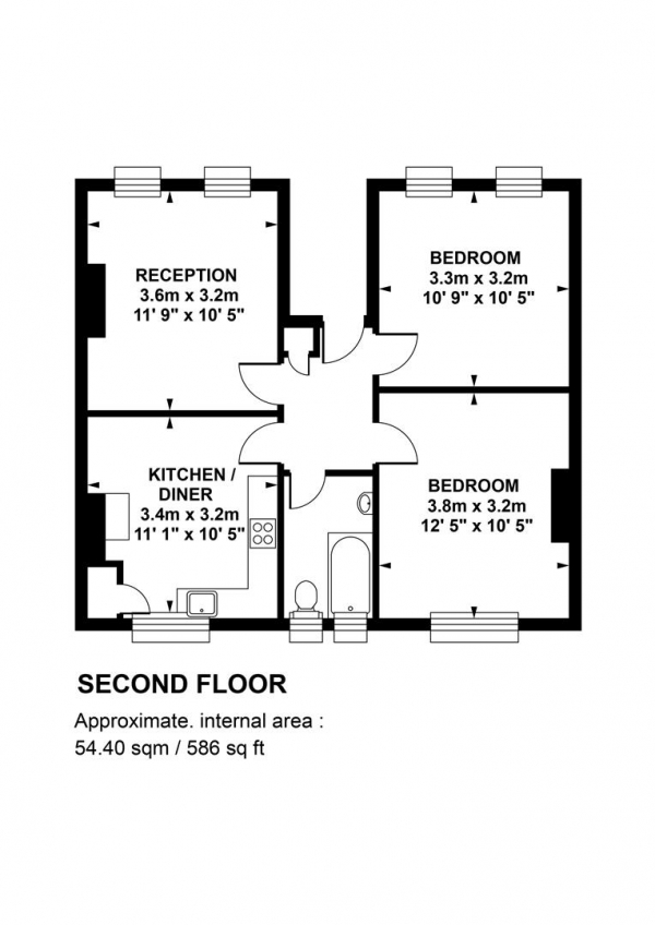 Floor Plan Image for 2 Bedroom Flat for Sale in Bellenden Road, Peckham, SE15