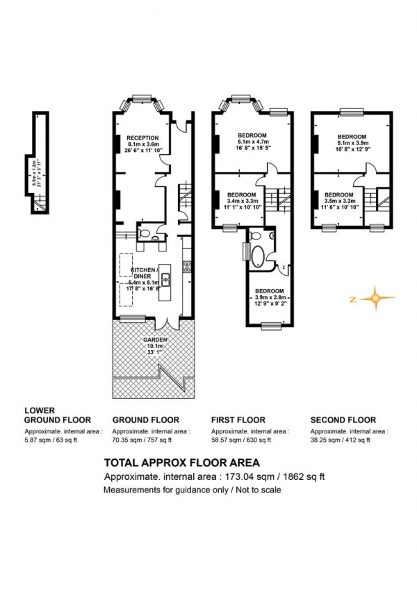 Floor Plan Image for 5 Bedroom Terraced House for Sale in Shenley Road, Camberwell, SE5