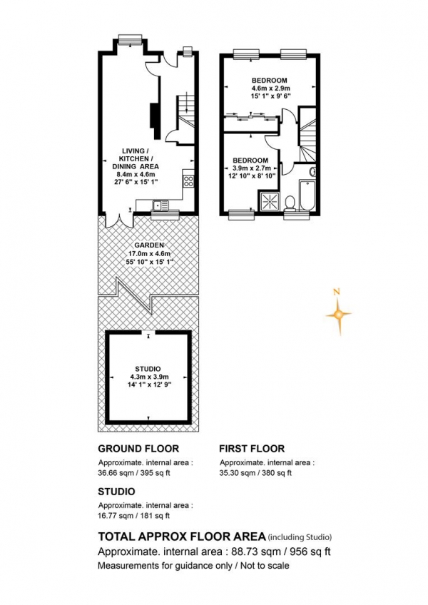 Floor Plan Image for 2 Bedroom Terraced House for Sale in Kimberley Avenue, Nunhead, SE15