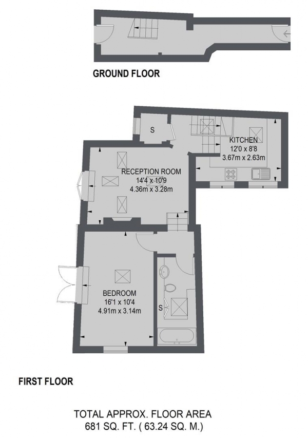 Floor Plan Image for 1 Bedroom Flat to Rent in Highgate High Street, Highgate