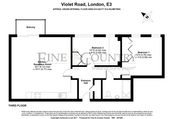 Floor Plan Image for 2 Bedroom Flat for Sale in Caspian Wharf, E3