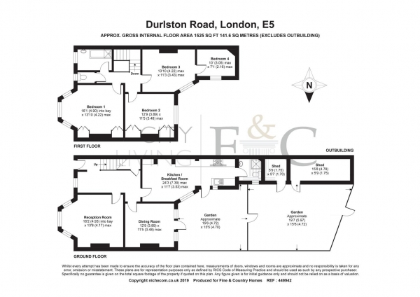 Floor Plan Image for 4 Bedroom Terraced House for Sale in Durlston Road, London