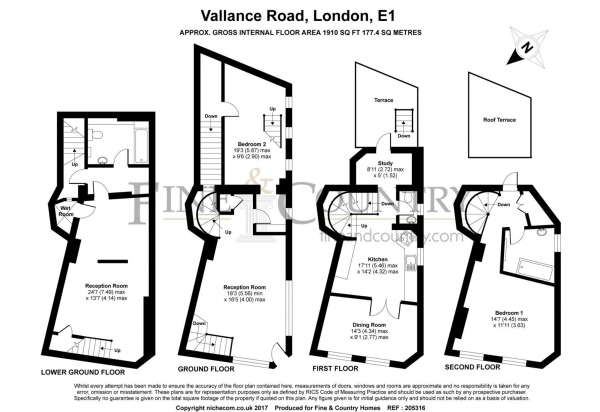 Floor Plan for 3 Bedroom End of Terrace House for Sale in Vallance Road, E1, E1, 5BS - Guide Price &pound1,250,000