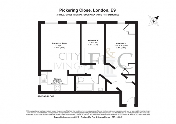 Floor Plan Image for 2 Bedroom Apartment for Sale in Pickering Close, London