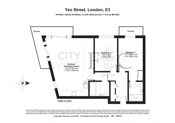 Floor Plan Image for 2 Bedroom Apartment for Sale in Caspian Wharf, Yeo Street, London