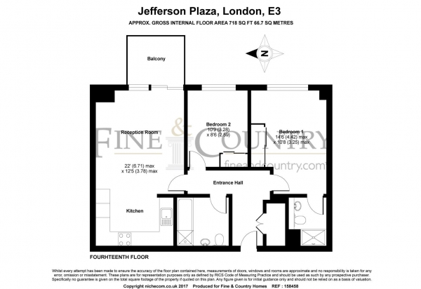 Floor Plan Image for 2 Bedroom Flat for Sale in Jefferson Plaza, E3