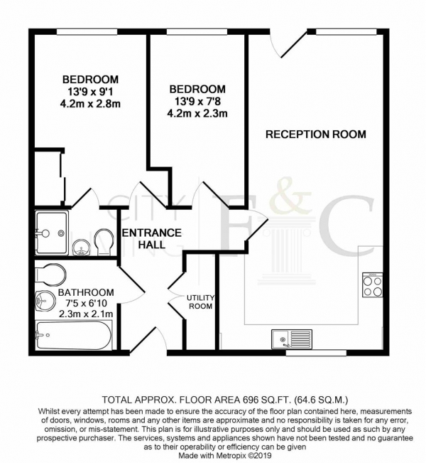 Floor Plan Image for 2 Bedroom Apartment to Rent in Lime Quarter, Bow