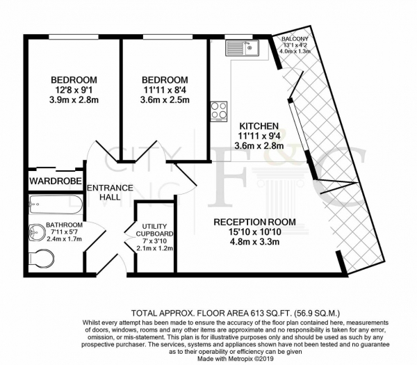 Floor Plan Image for 2 Bedroom Apartment to Rent in Seven Sea Gardens, London