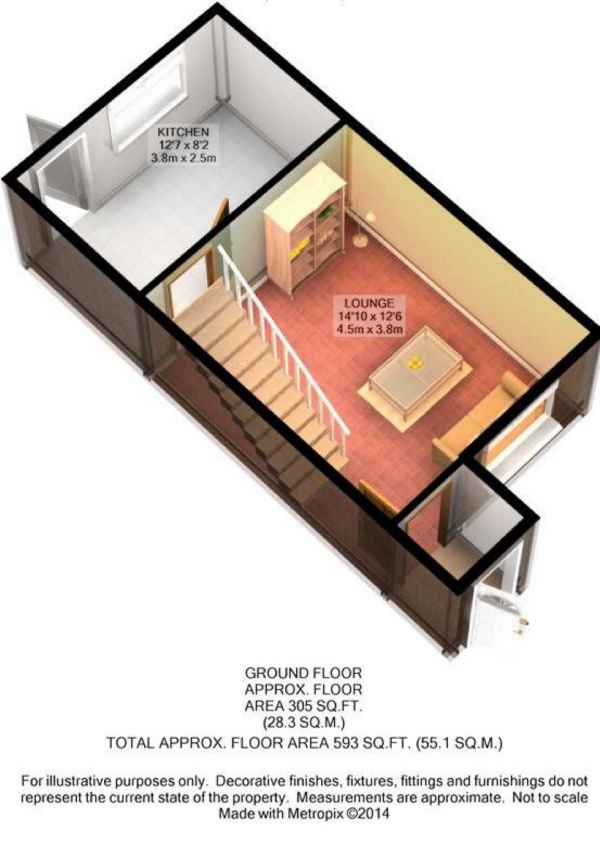 Floor Plan for 2 Bedroom End of Terrace House for Sale in Grendon Drive, Strawberry Fields, CV21, 1UB -  &pound135,000